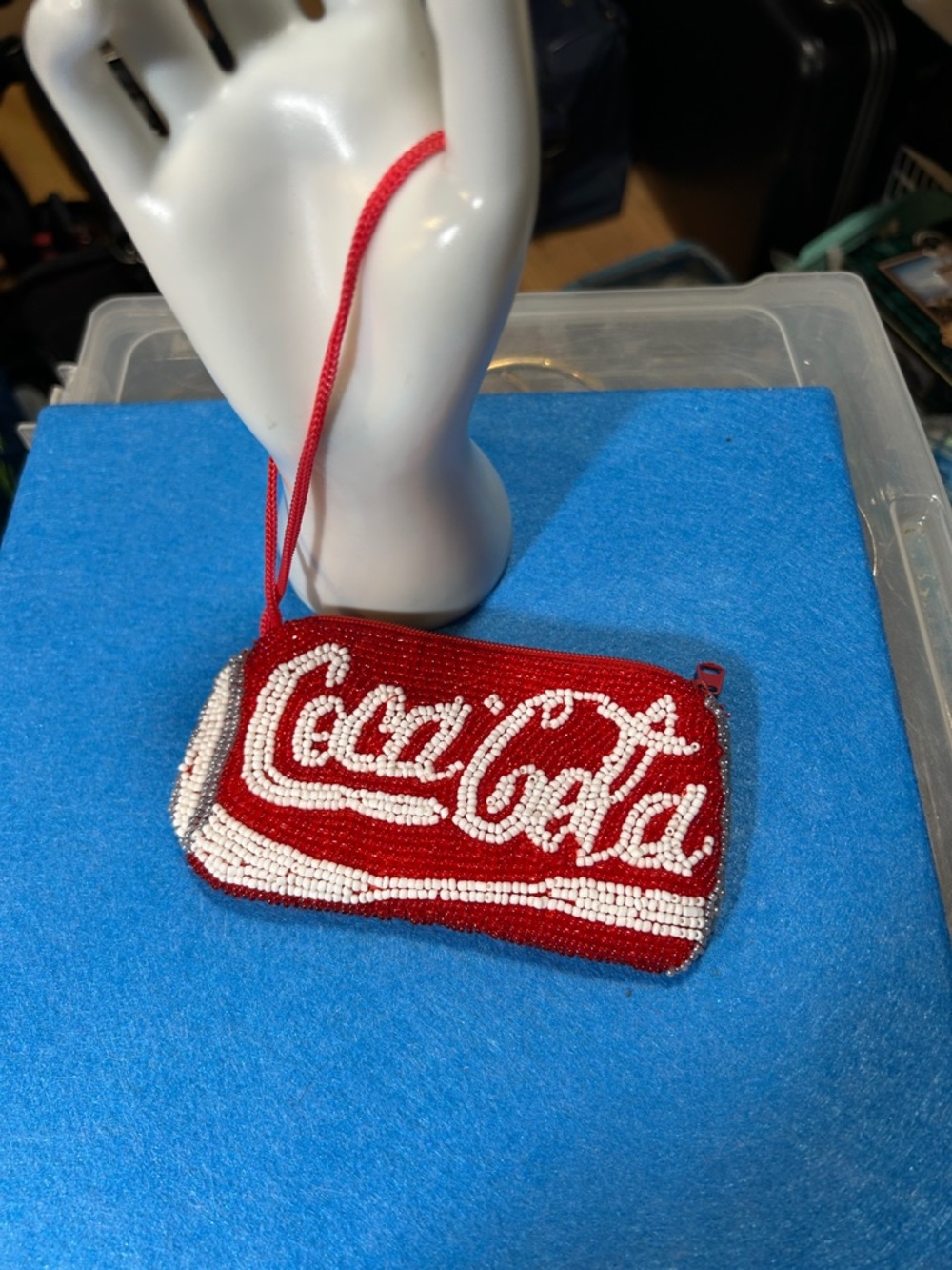 Coca-Cola Red and White Beaded Logo Wristlet